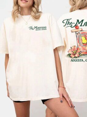 Augusta Masters Golf Georcia Mule Cocktail Back Print Cream Tee